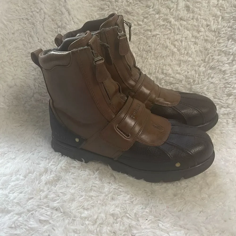 Polo Ralph Lauren Men's Darrance Ankle Boot, Tan/ Black SZ13D